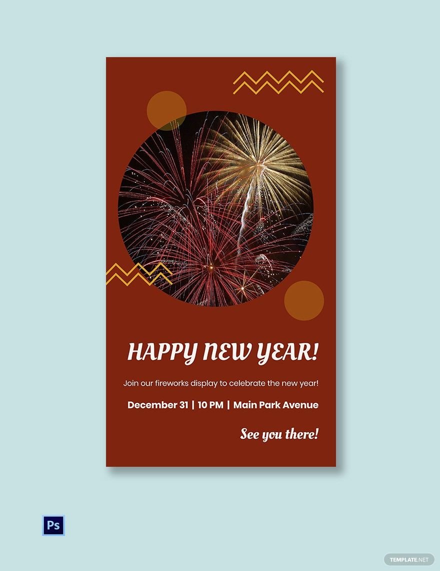 New Year Fireworks Show Whatsapp Post Template