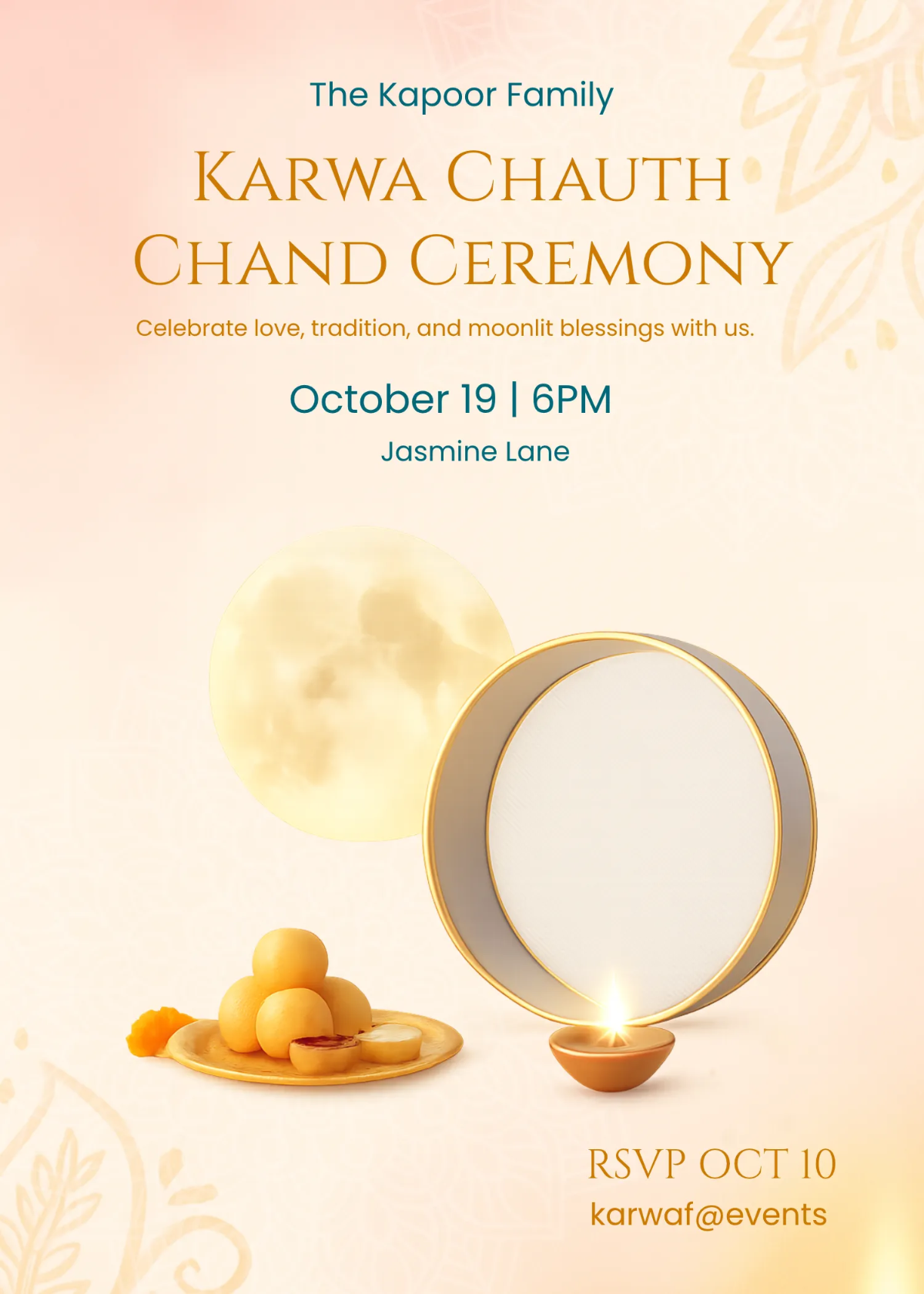 Free Karwa Chauth Chand Ceremony Event Template to Edit Online