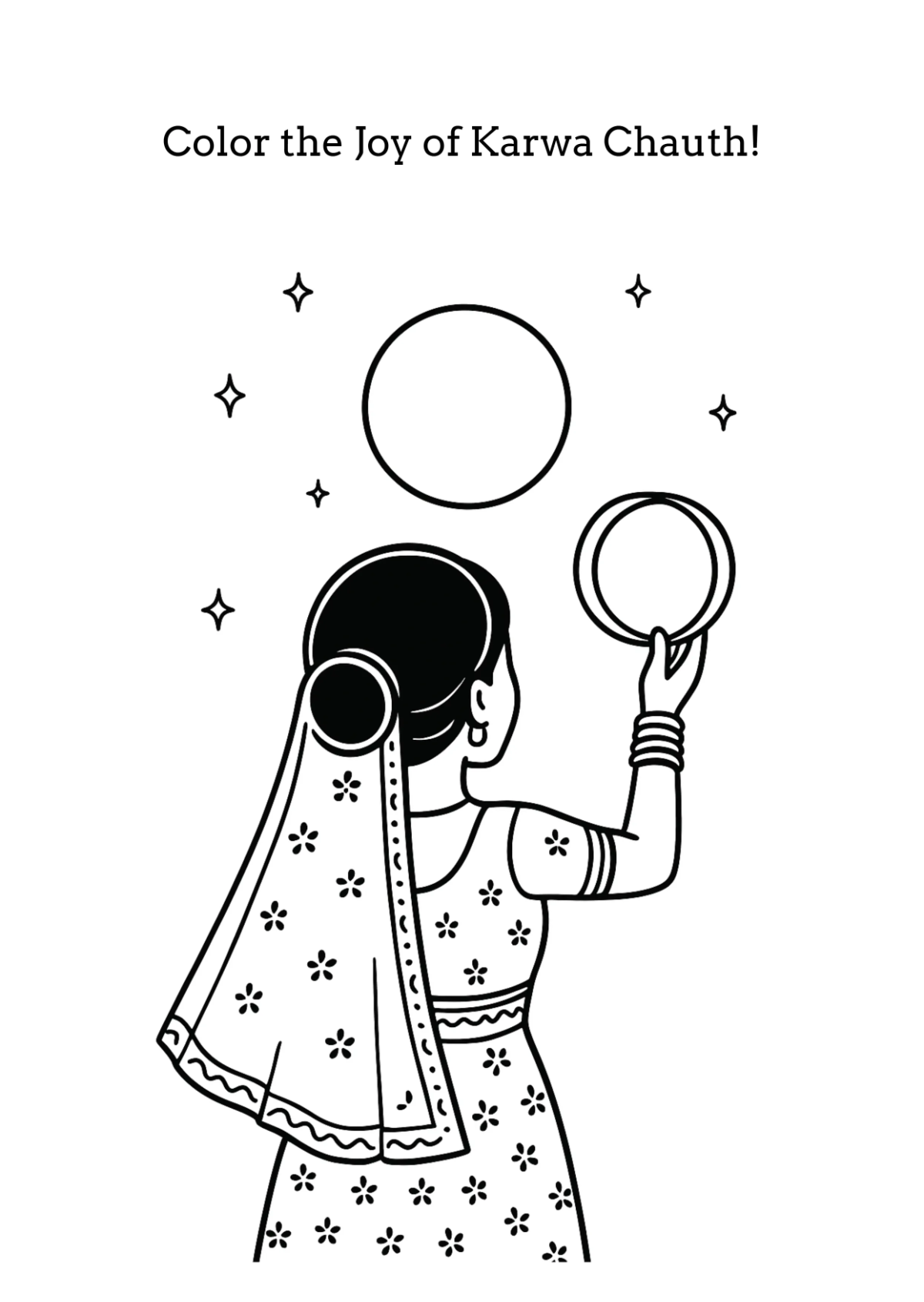 Free Karwa Chauth Kids Coloring Page Activity Template to Edit Online
