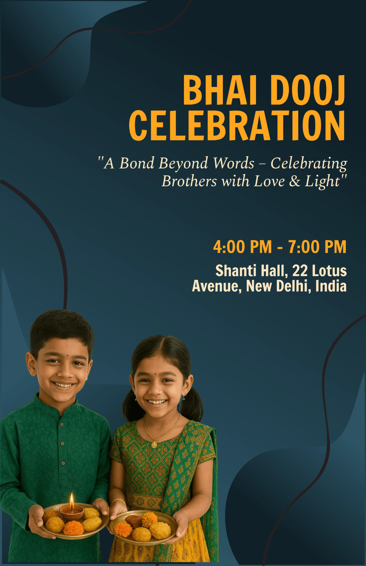 Free Bhai Dooj Brother Poster Template to Edit Online