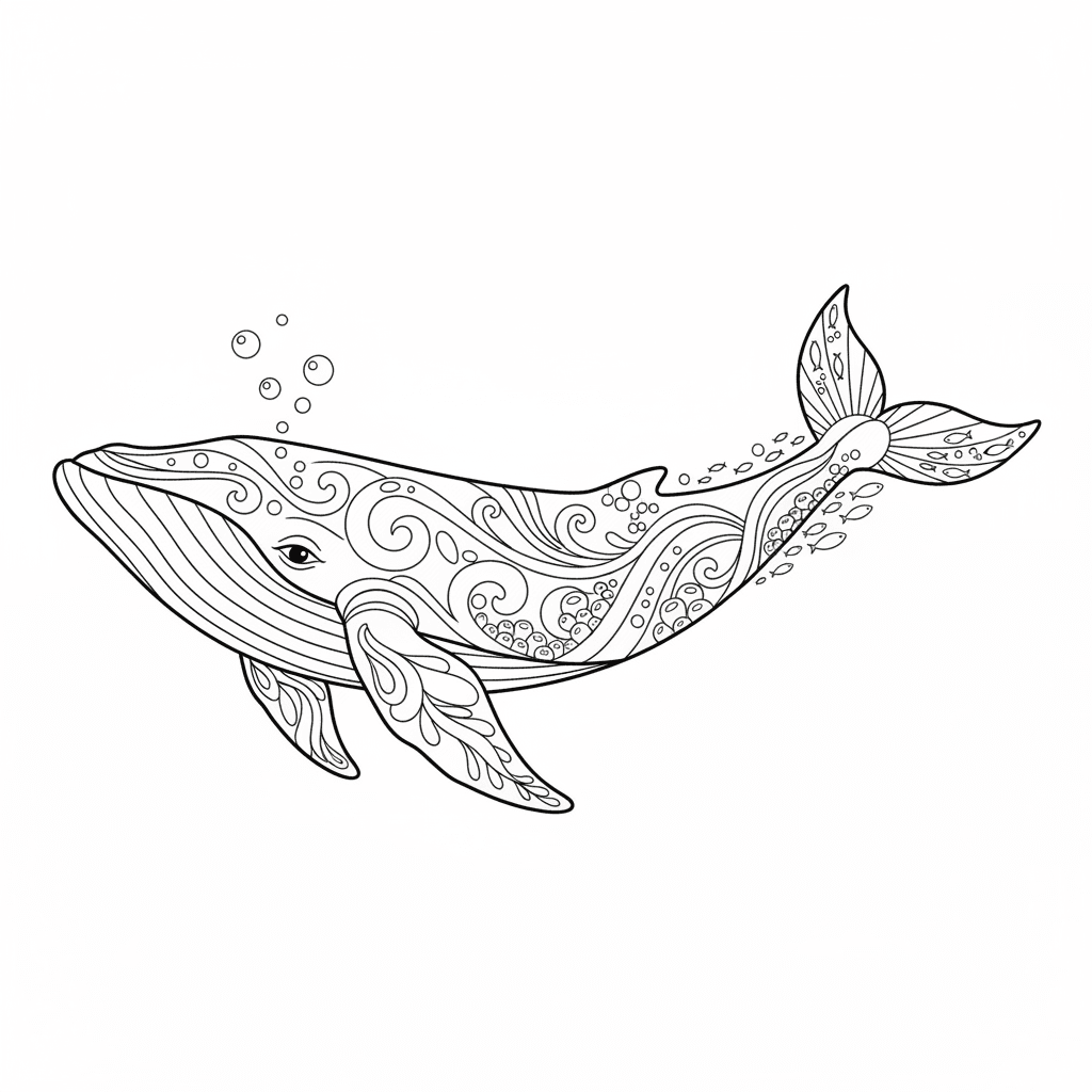 Free Coloring Whale Clipart Template to Edit Online