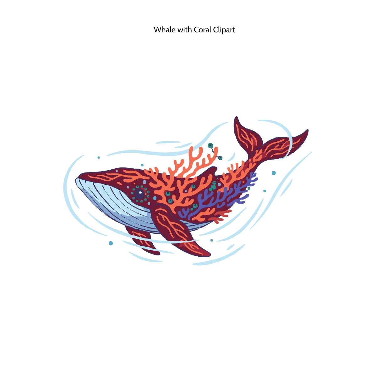 Free Whale with Coral Clipart Template to Edit Online