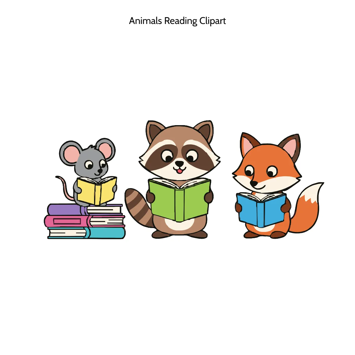 Free Animals Reading Cartoon Clipart (PNG, SVG) to Edit Online