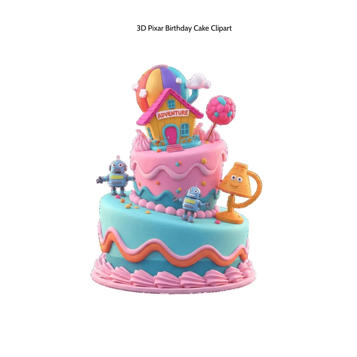 Free 3D Pixar Birthday Cake Clipart Template to Edit Online