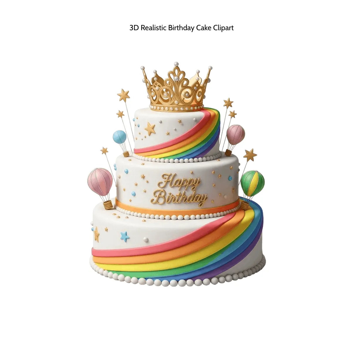 Free 3D Realistic Birthday Cake Clipart Template to Edit Online