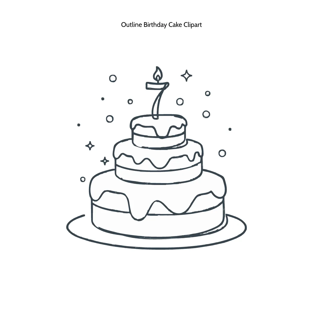 Free Outline Birthday Cake Clipart Template to Edit Online