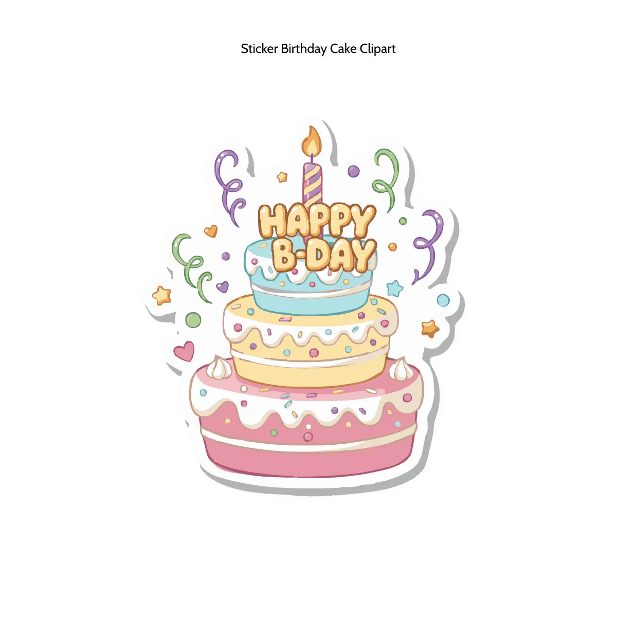 Free Sticker Birthday Cake Clipart Template to Edit Online