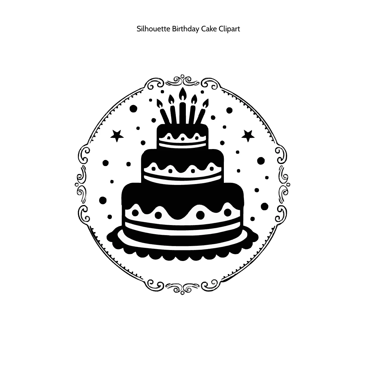 Free Silhouette Birthday Cake Clipart Template to Edit Online