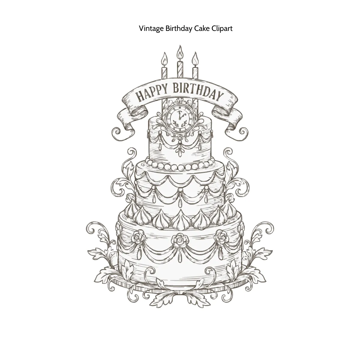 Free Vintage Birthday Cake Clipart Template to Edit Online