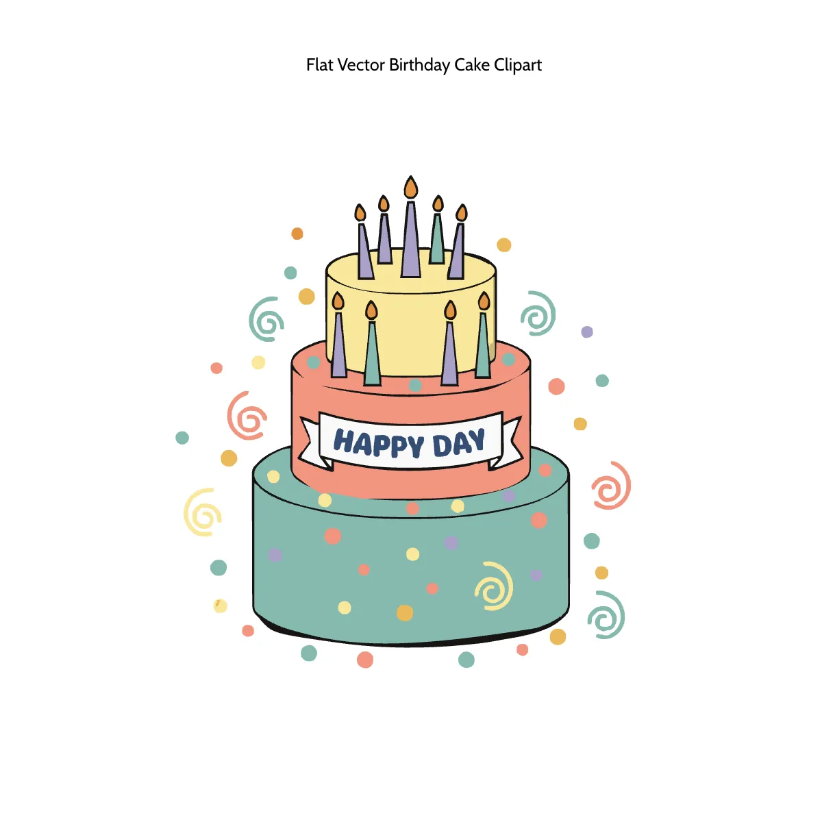 Free Flat Vector Birthday Cake Clipart Template to Edit Online