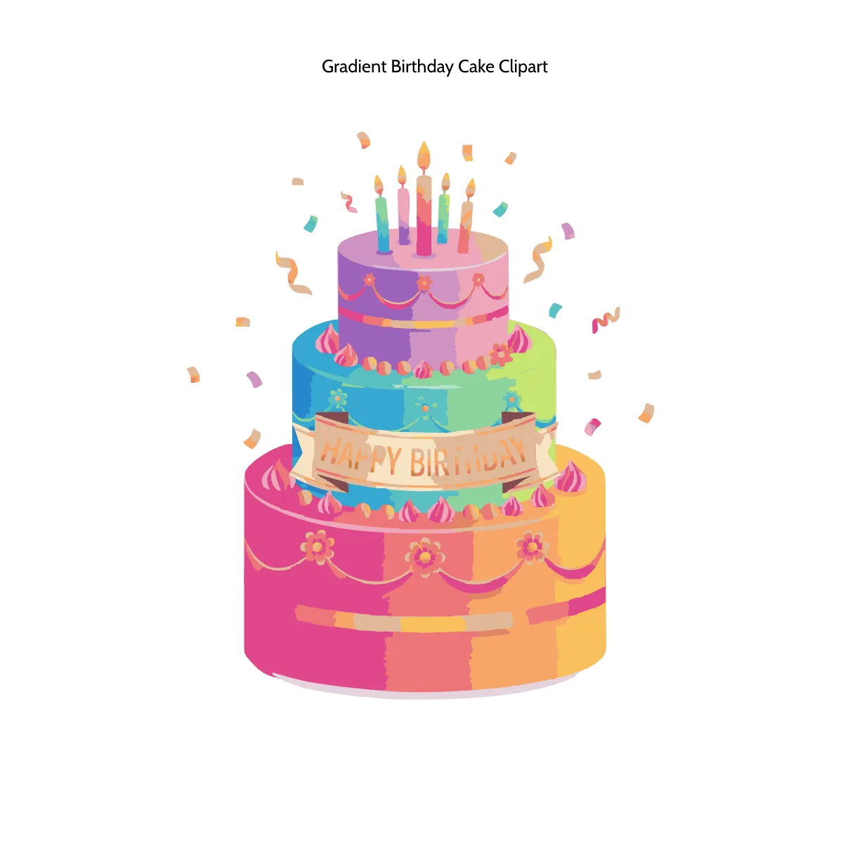 Free Gradient Birthday Cake Clipart Template to Edit Online