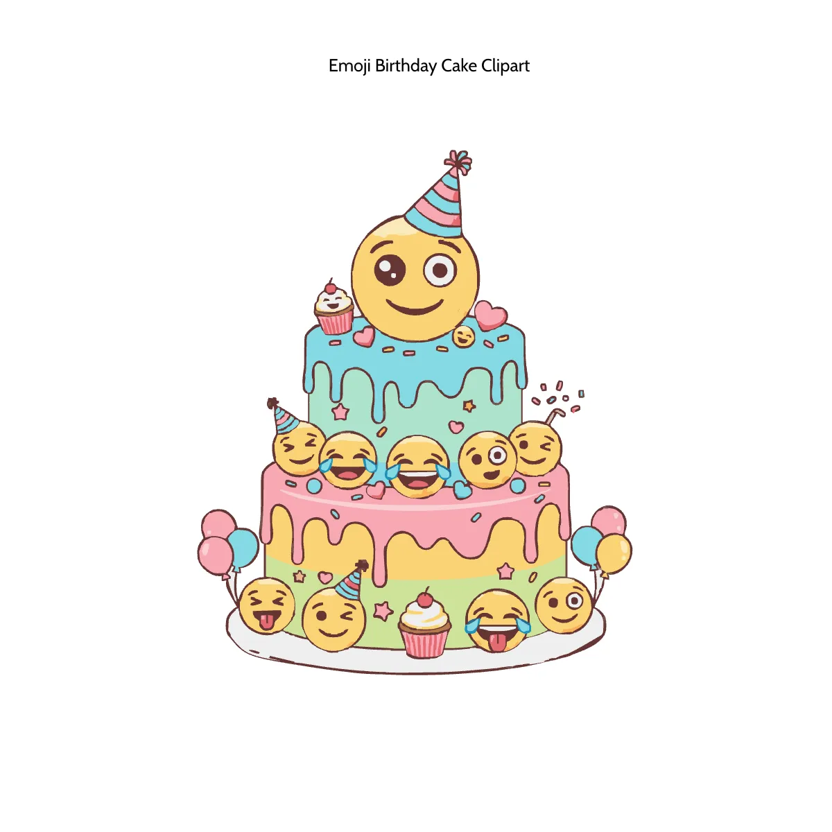 Free Emoji Birthday Cake Clipart Template to Edit Online
