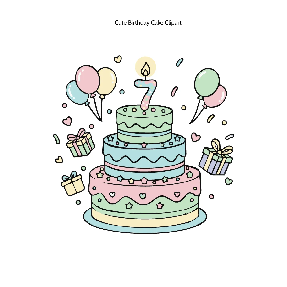 Free Cute Birthday Cake Clipart Template to Edit Online