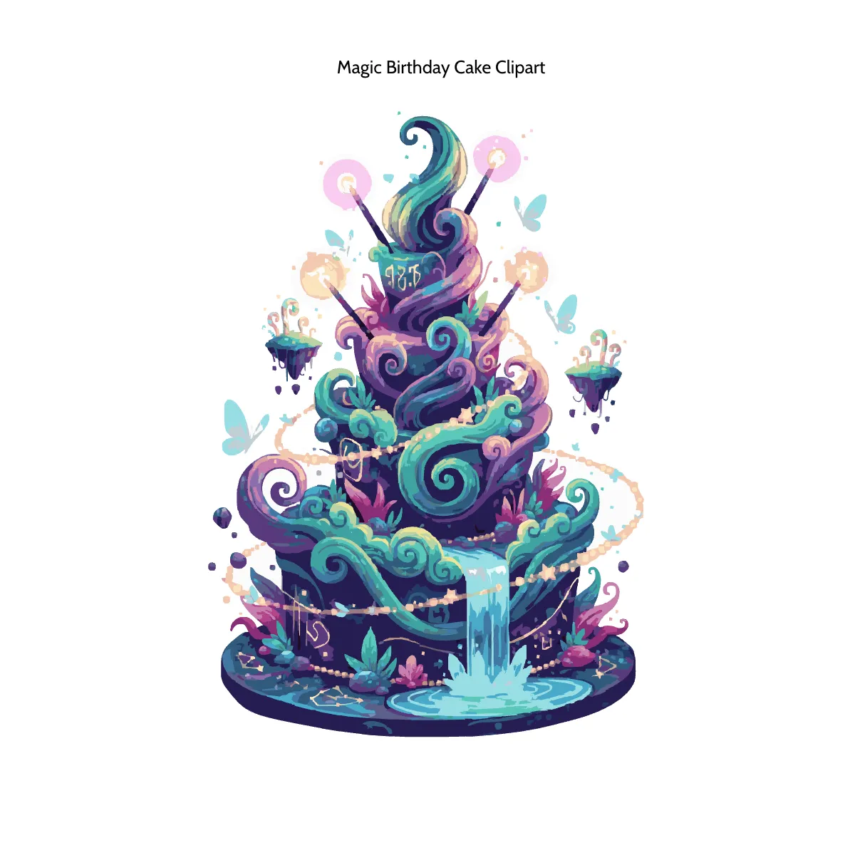 Free Magic Birthday Cake Clipart Template to Edit Online
