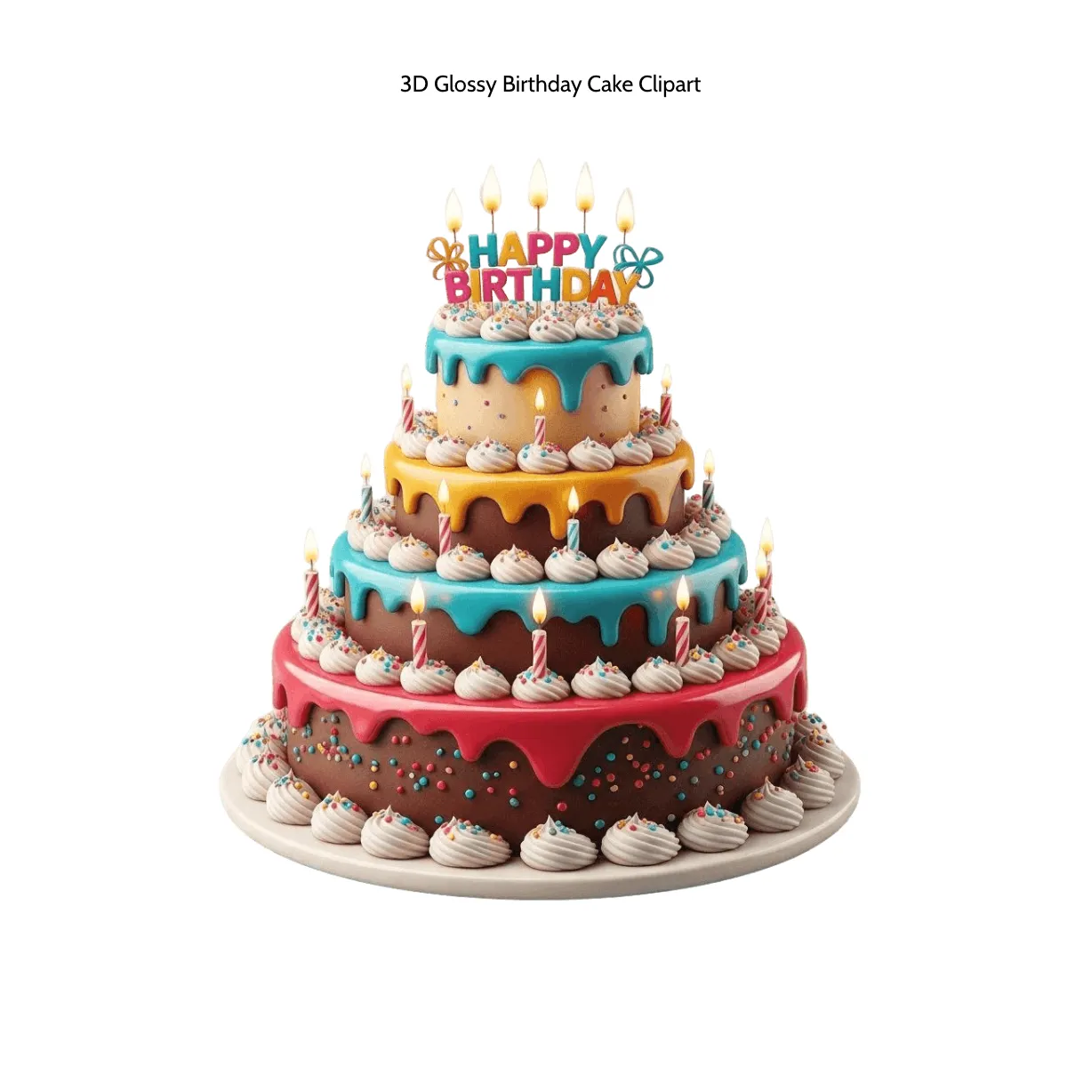 Free 3D Glossy Birthday Cake Clipart Template to Edit Online