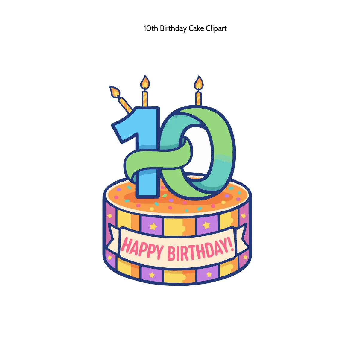 Free 10th Birthday Cake Clipart Template to Edit Online