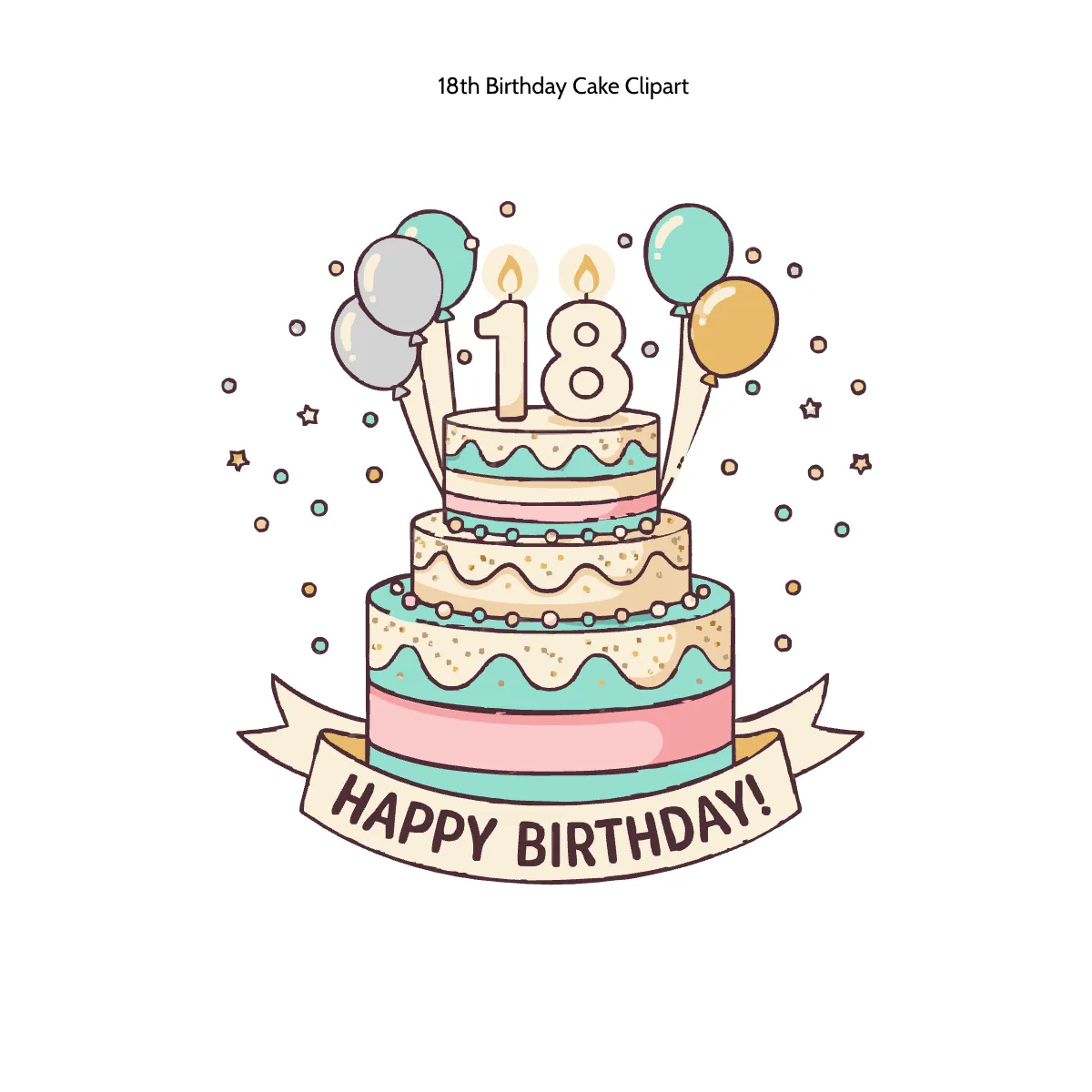 Free 18th Birthday Cake Clipart Template to Edit Online