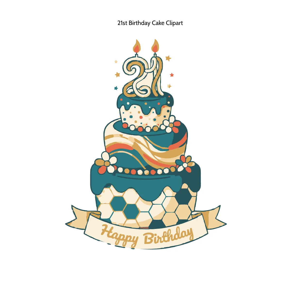 Free 21st Birthday Cake Clipart Template to Edit Online