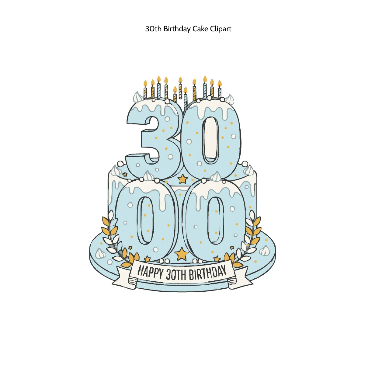 Free 30th Birthday Cake Clipart Template to Edit Online