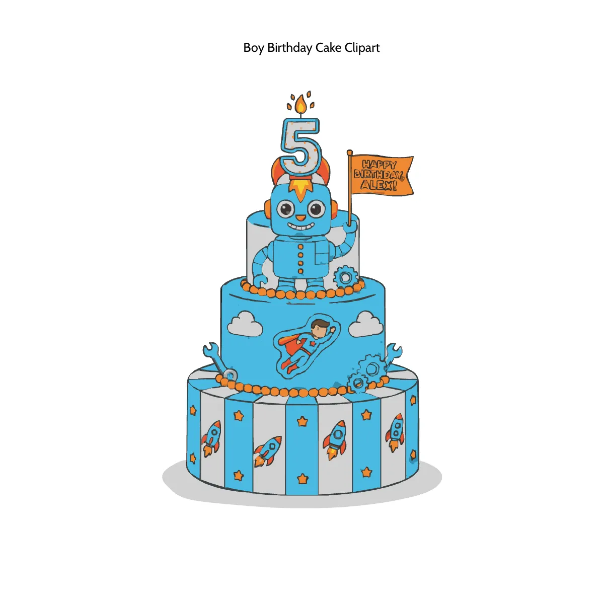 Free Boy Birthday Cake Clipart Template to Edit Online