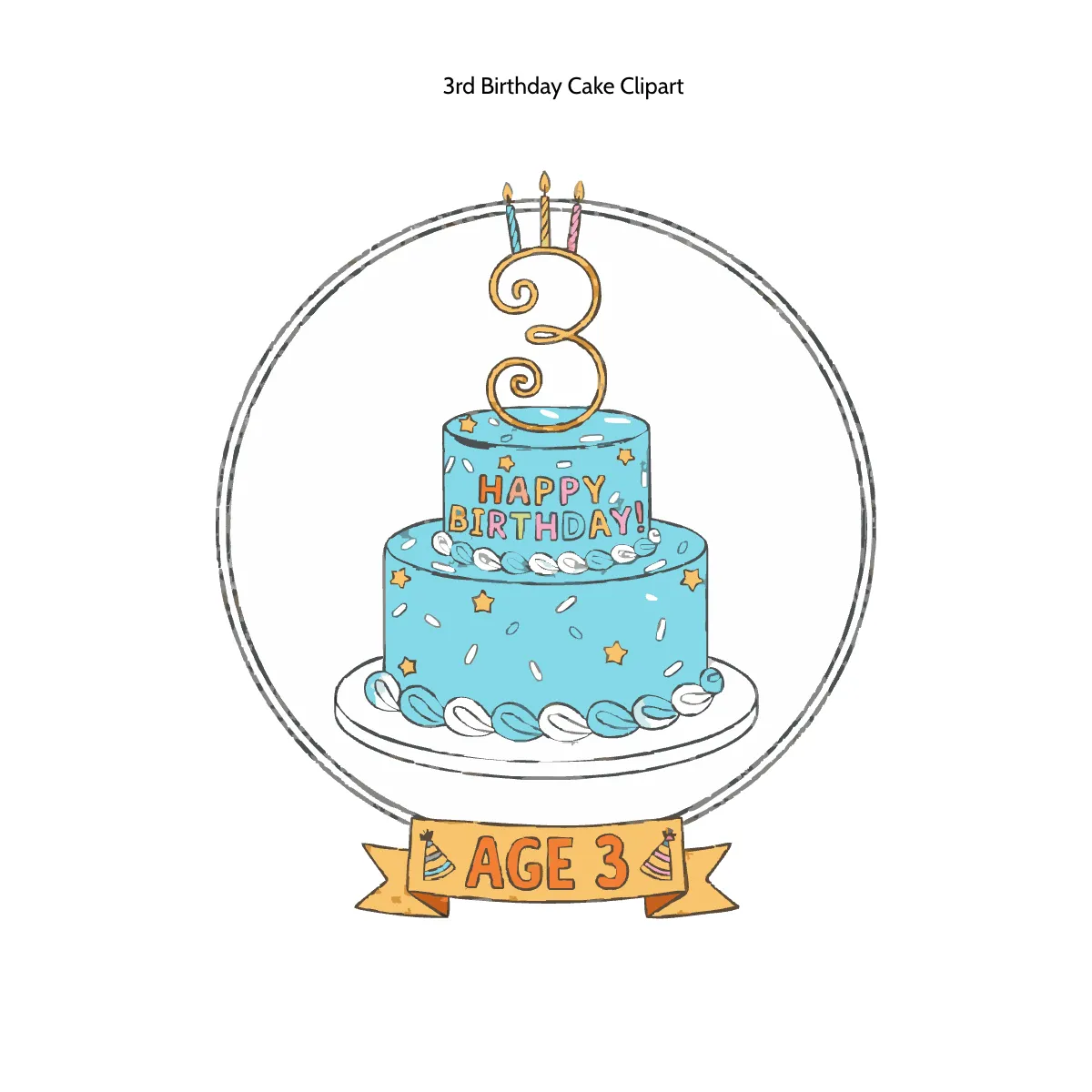 Free 3rd Birthday Cake Clipart Template to Edit Online