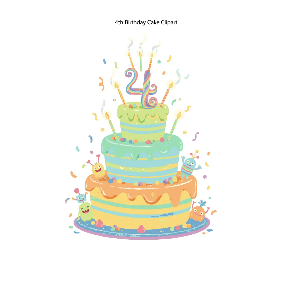 Free 4th Birthday Cake Clipart Template to Edit Online