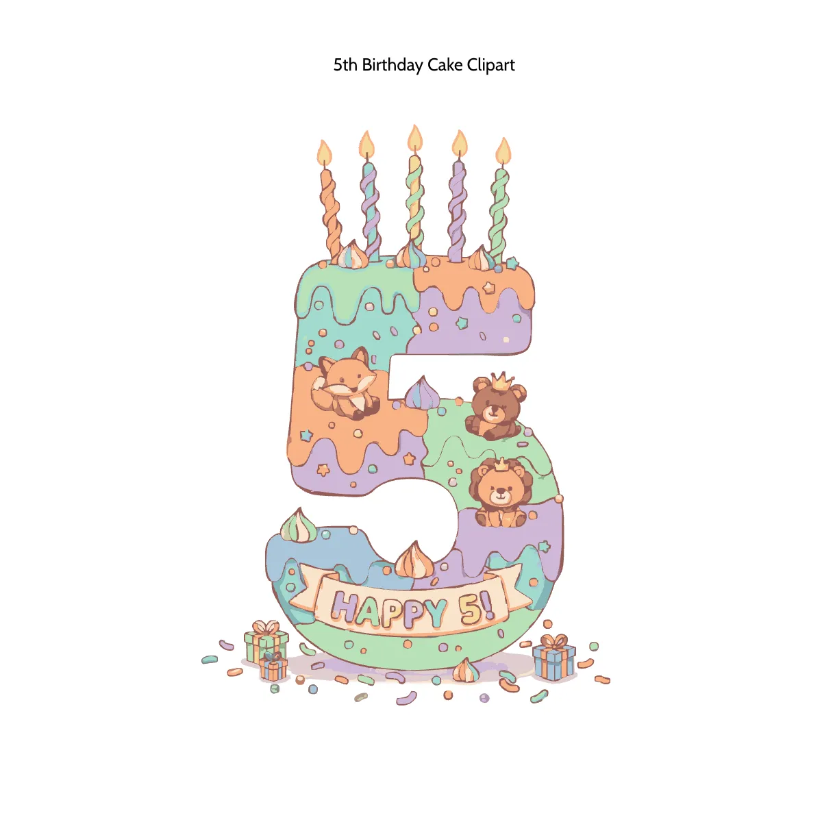 Free 5th Birthday Cake Clipart Template to Edit Online