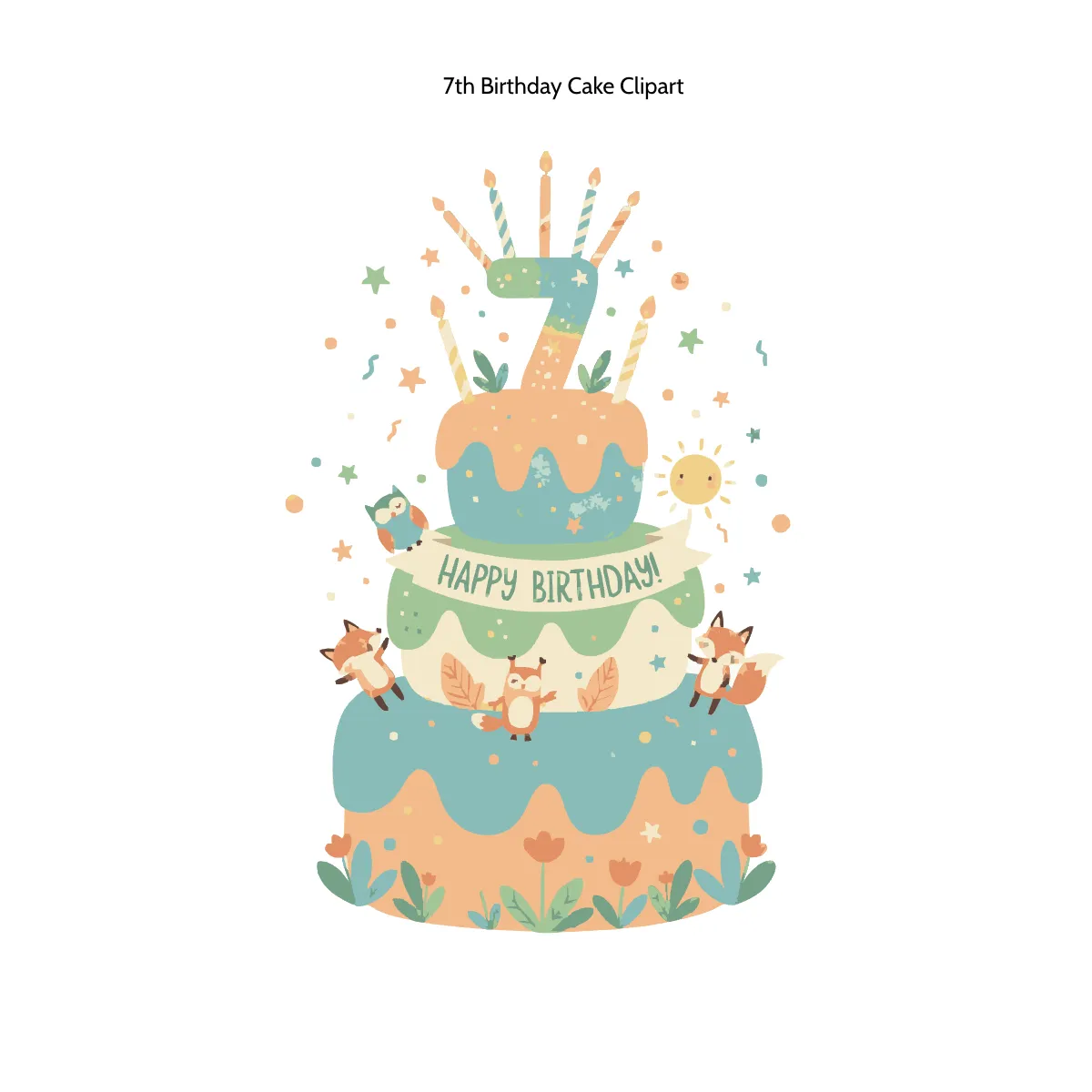 Free 7th Birthday Cake Clipart Template to Edit Online