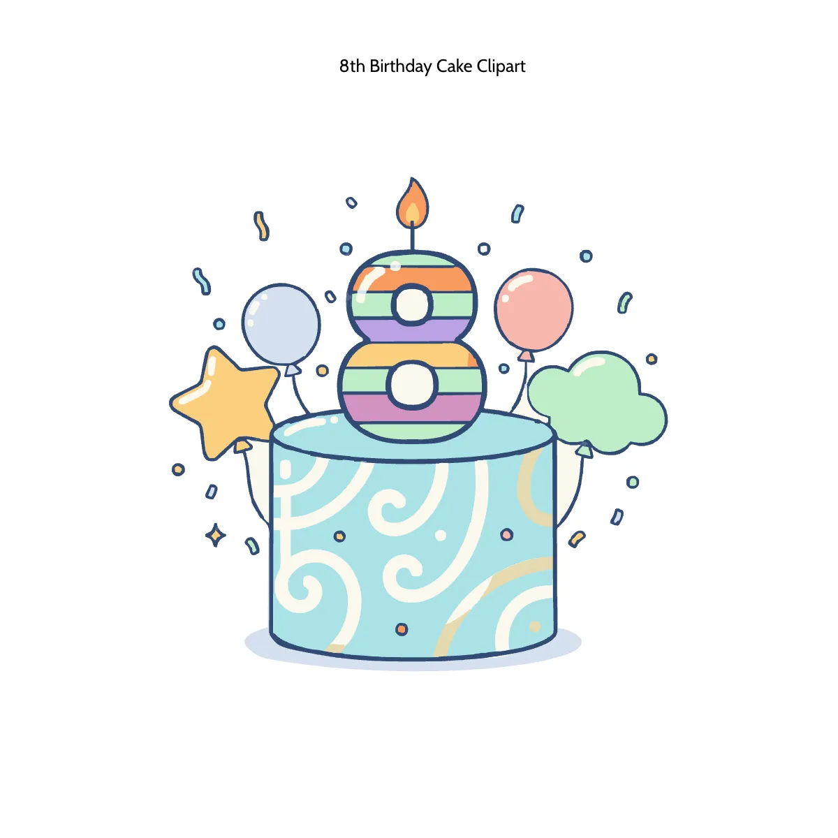 Free 8th Birthday Cake Clipart Template to Edit Online