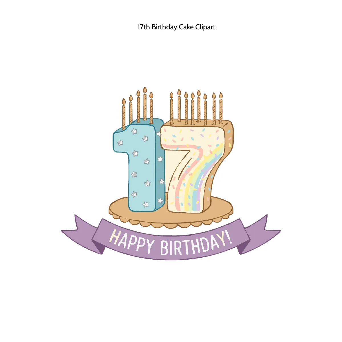 Free 17th Birthday Cake Clipart Template to Edit Online