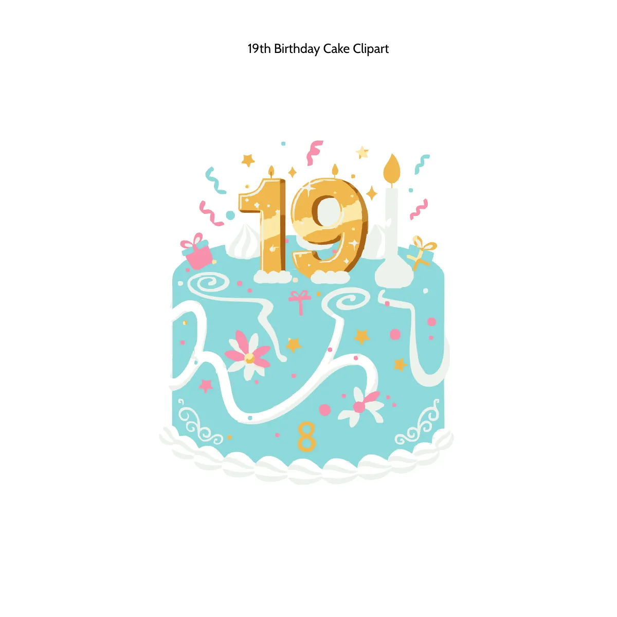 Free 19th Birthday Cake Clipart Template to Edit Online