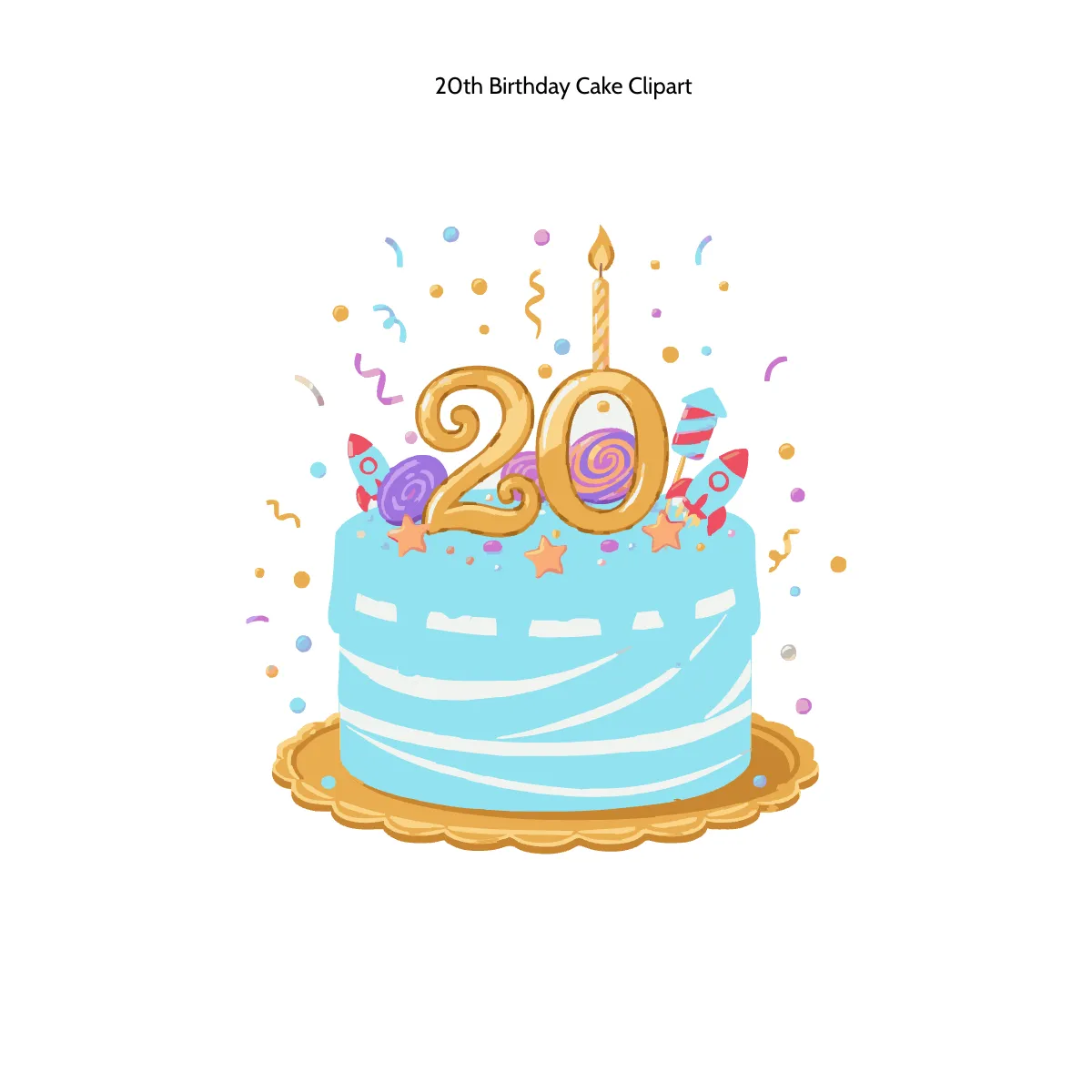 Free 20th Birthday Cake Clipart Template to Edit Online