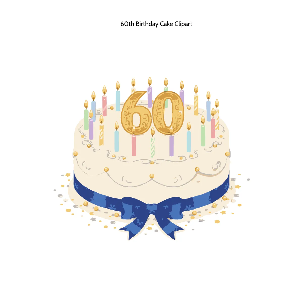 Free 60th Birthday Cake Clipart Template to Edit Online