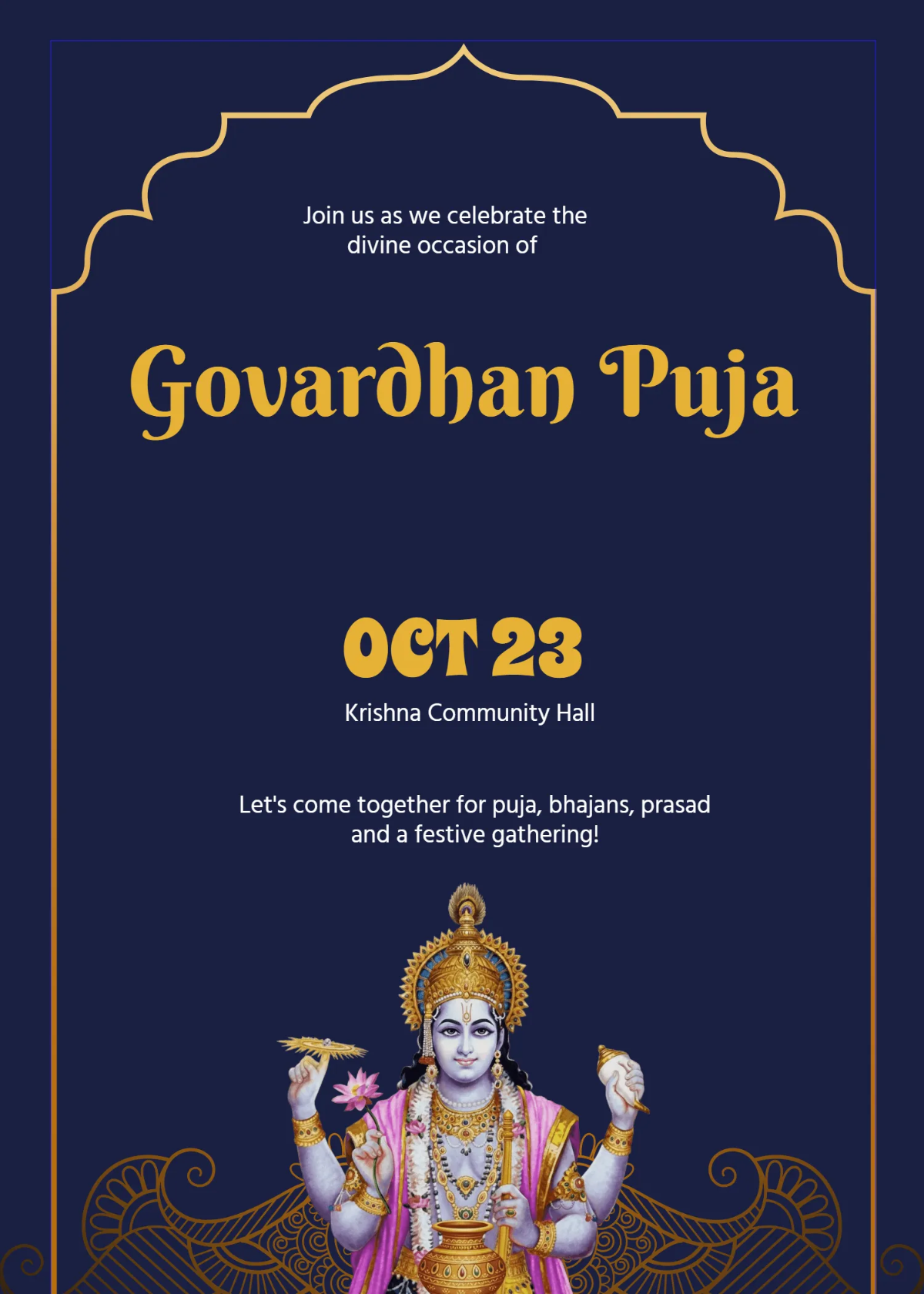 Free Govardhan Puja Occasion Template to Edit Online