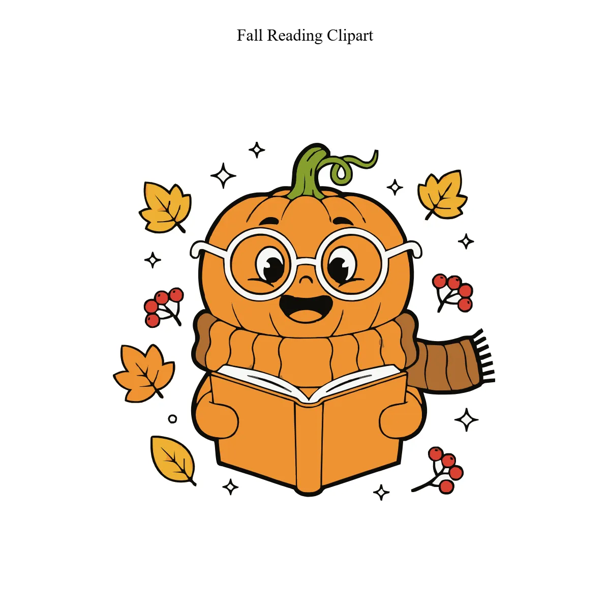 Free Fall Reading Cartoon Clipart (PNG, SVG) to Edit Online