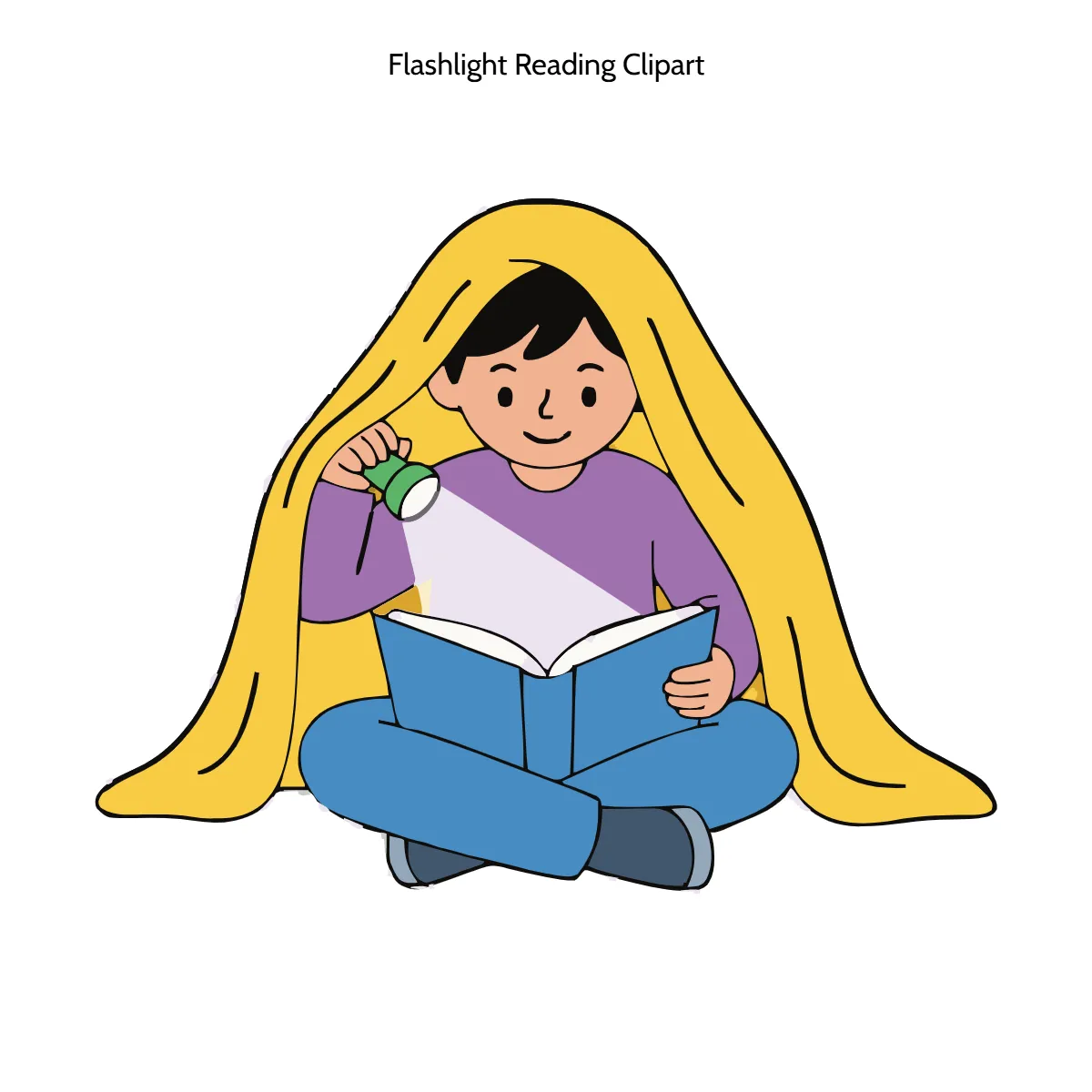 Free Flashlight Reading Cartoon Clipart (PNG, SVG) to Edit Online