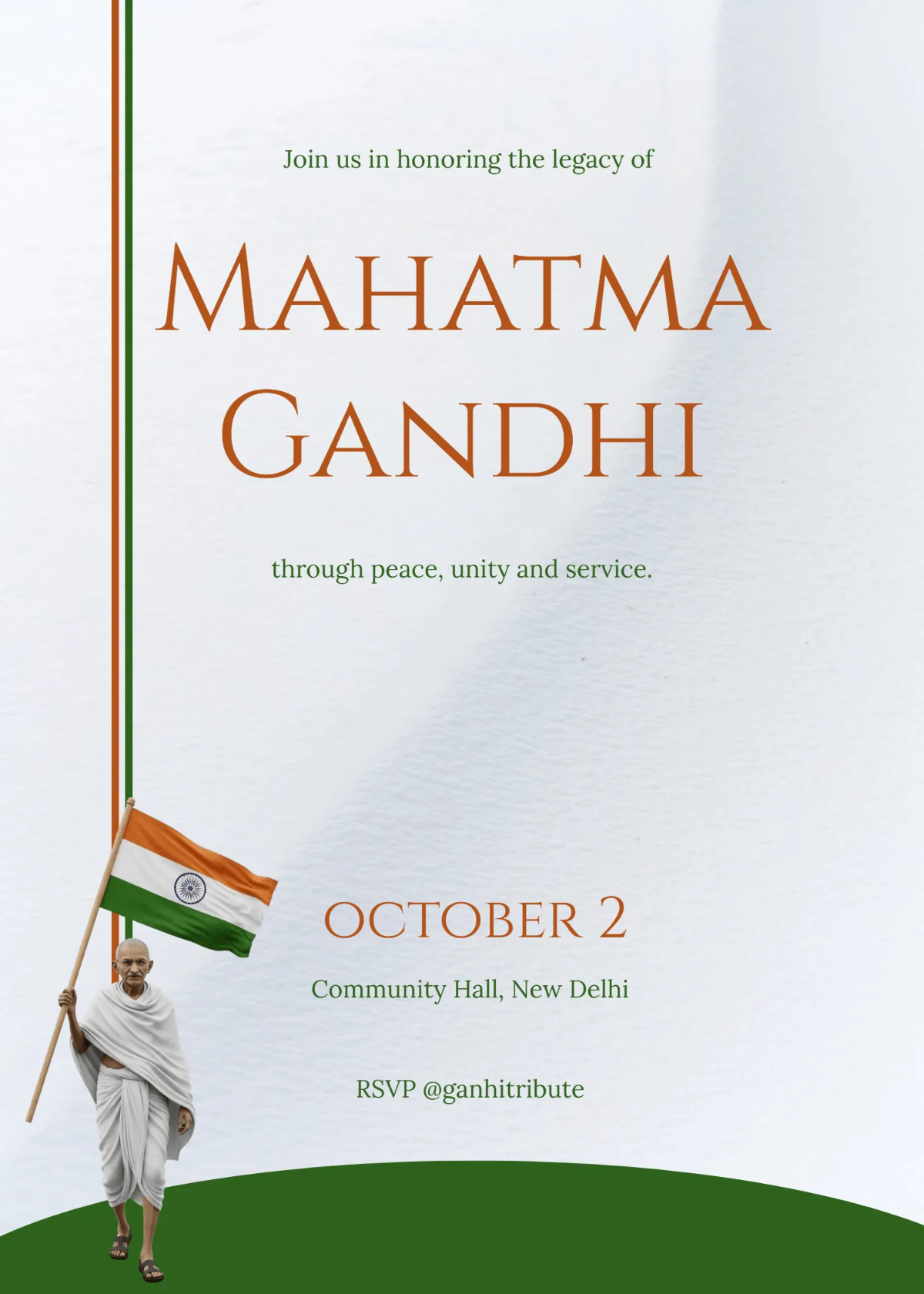 Free Modern Gandhi Jayanti Invitation Template to Edit Online