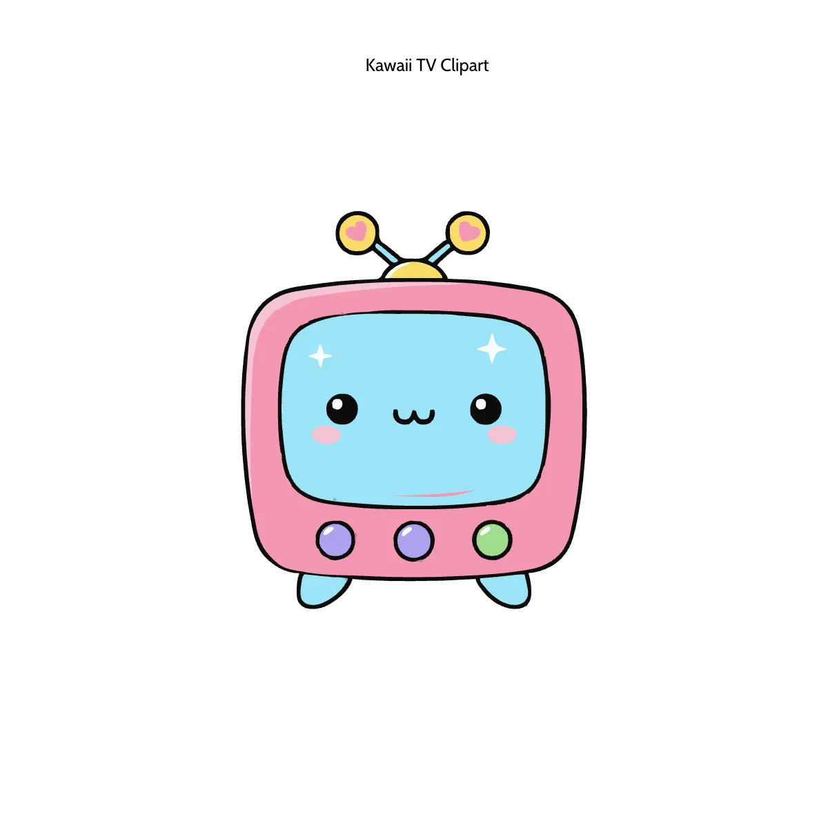 Free Kawaii TV Clipart Template to Edit Online
