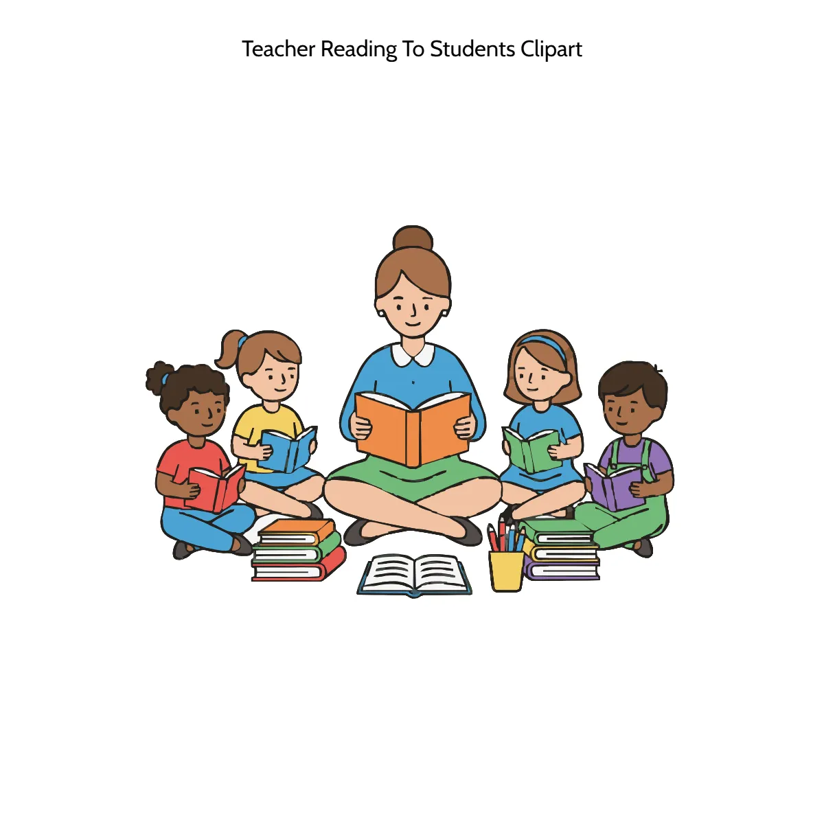 Free Teacher Reading To Students Drawing Clipart (PNG, SVG) to Edit Online