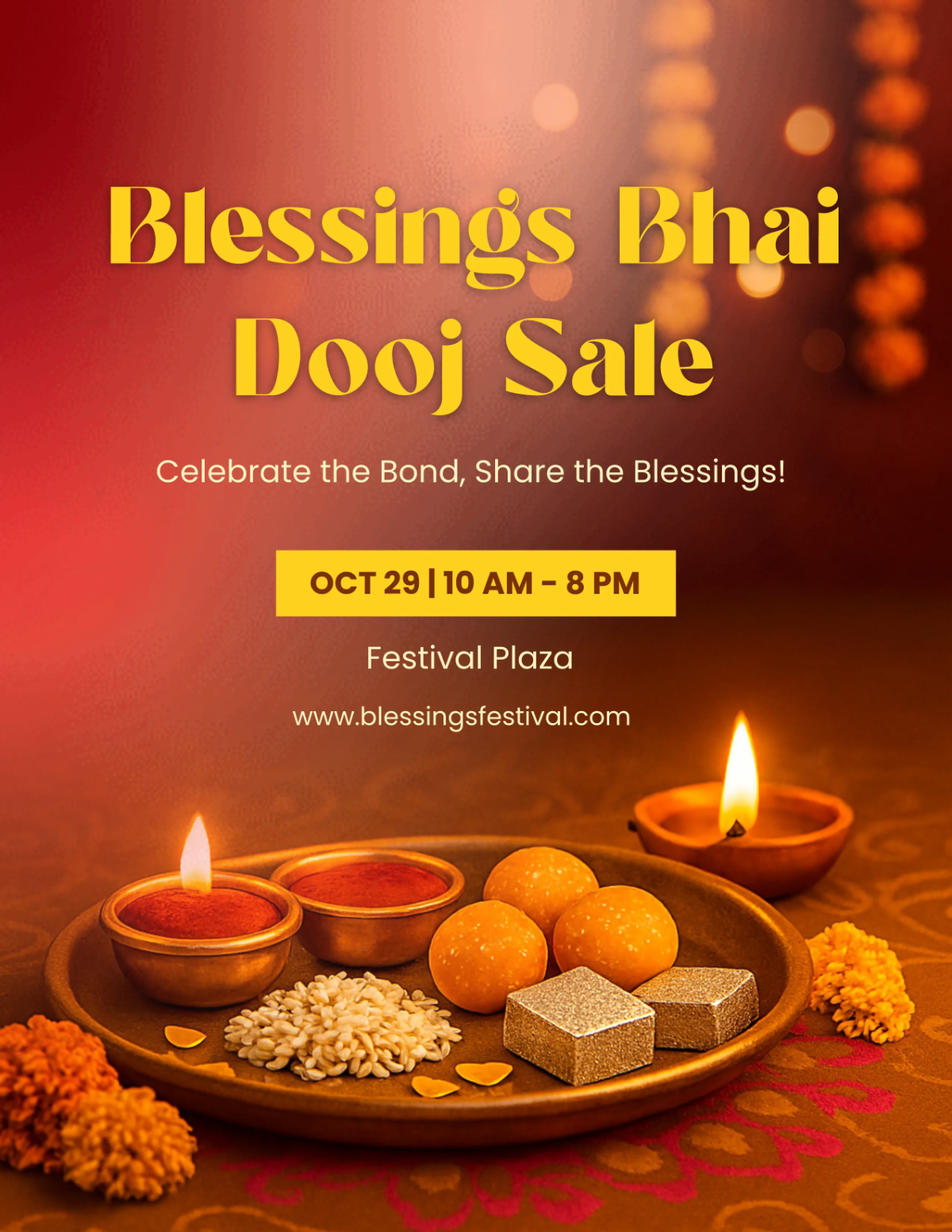 Free Blessings Bhai Dooj Sale Flyer Template to Edit Online