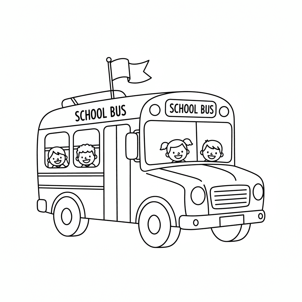 Free Coloring School Bus Clipart Template to Edit Online