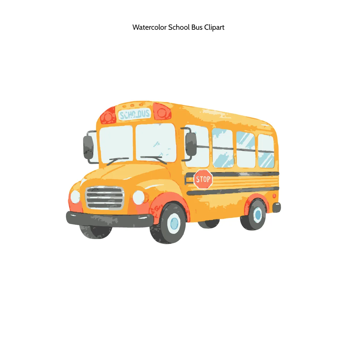 Free Watercolor School Bus Clipart Template to Edit Online