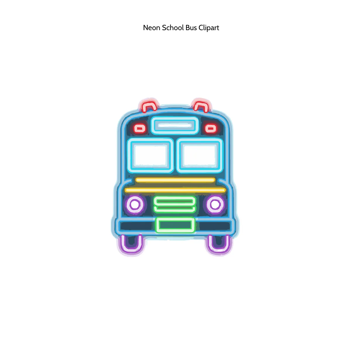 Neon School Bus Clipart