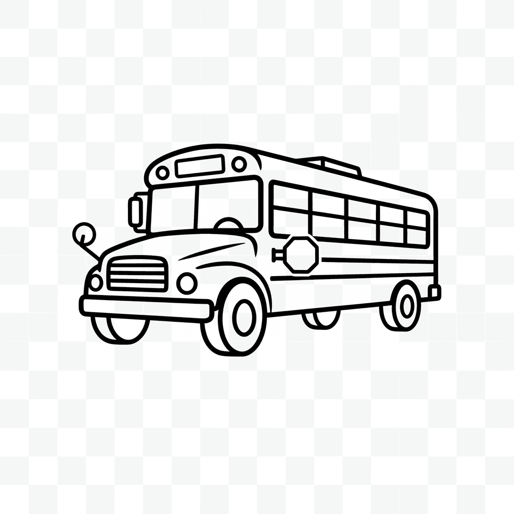 Free Line Art School Bus Clipart Template to Edit Online