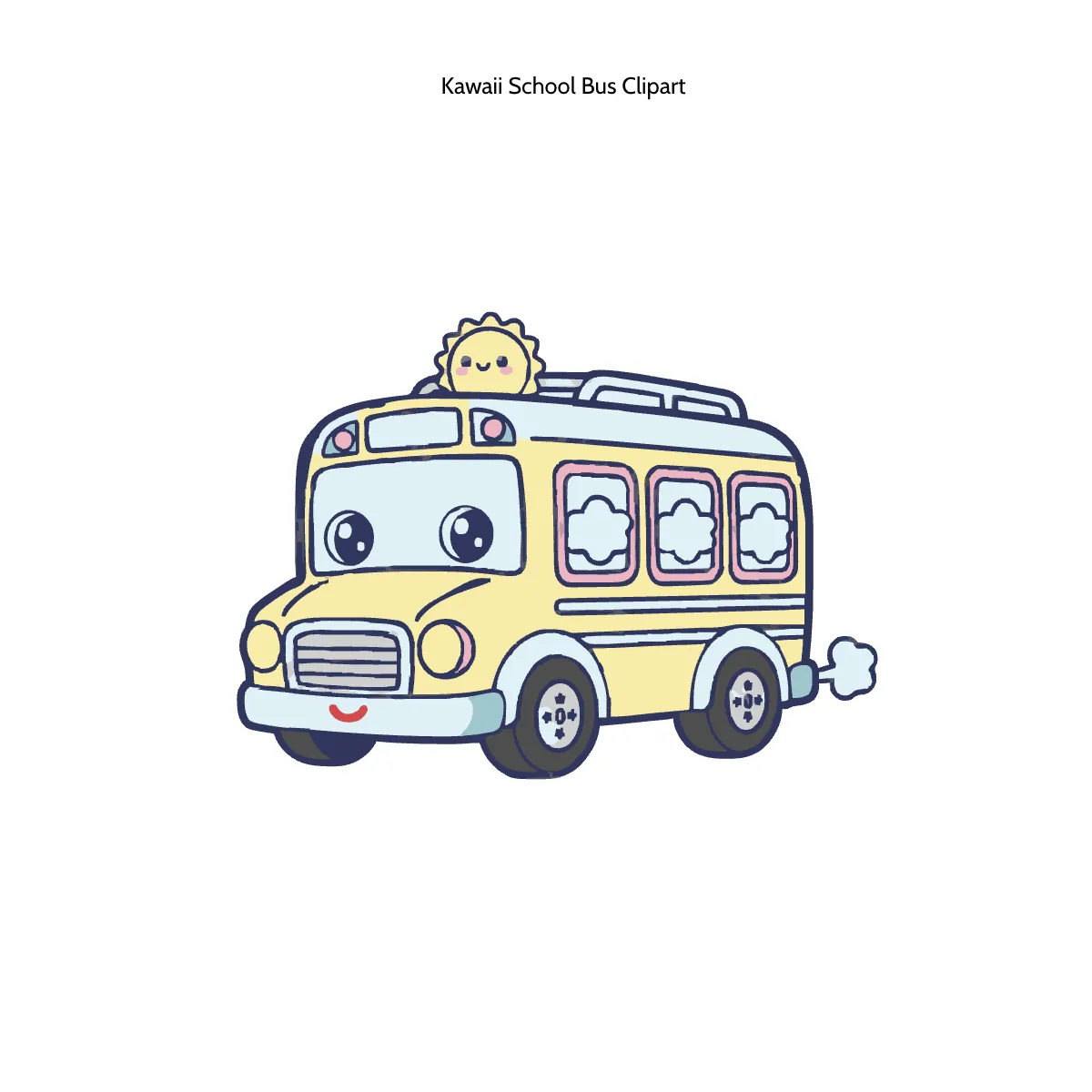 Free Kawaii School Bus Clipart Template to Edit Online