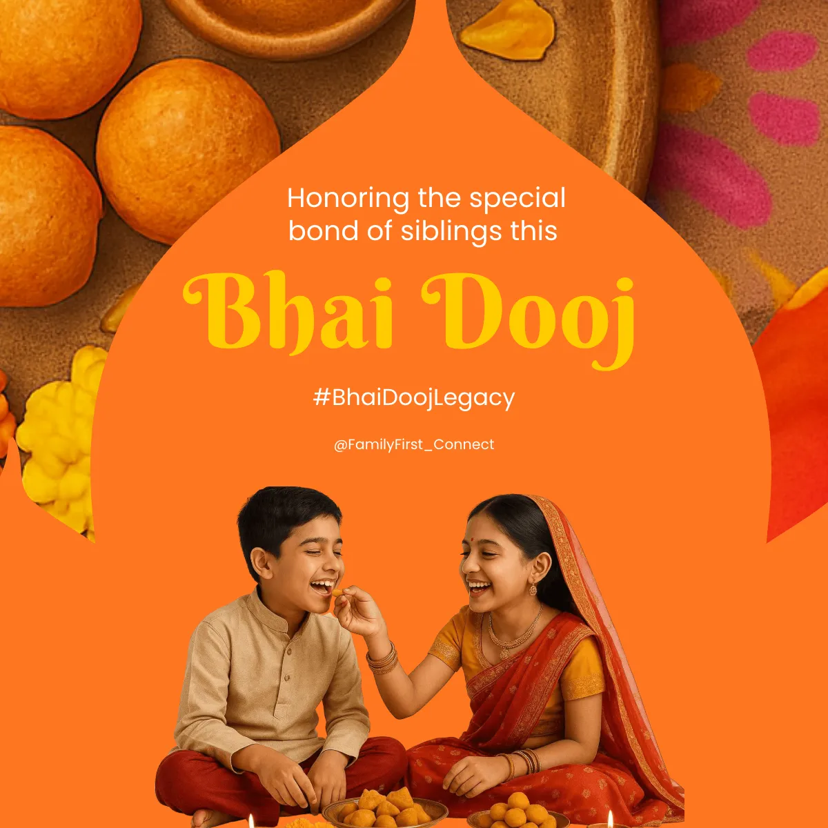 Free Professional Family Blessing Bhai Dooj LinkedIn Post Template to Edit Online