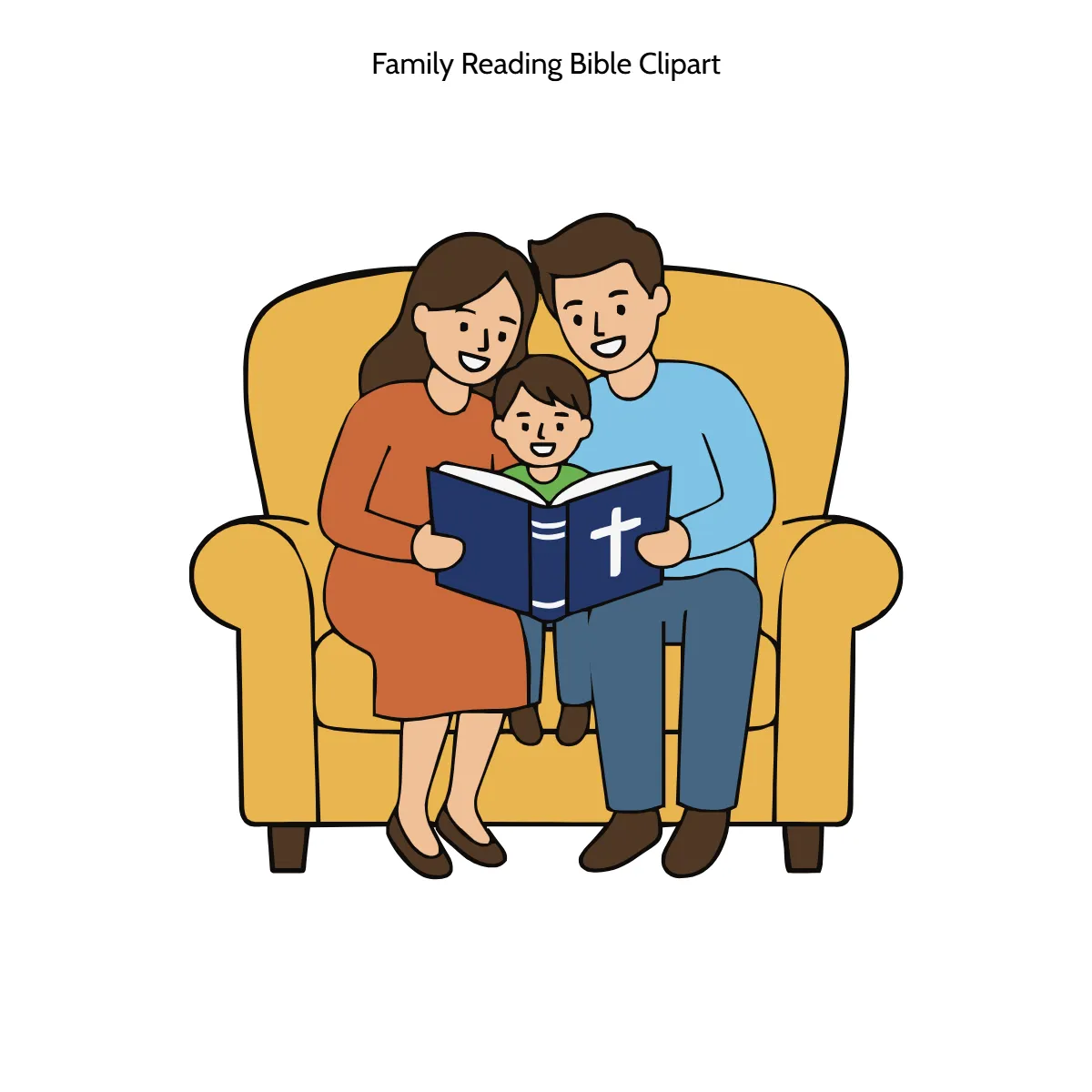 Free Family Reading Bible Vector Clipart (PNG, SVG) to Edit Online