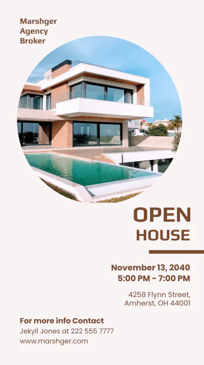 Free Open House Real Estate Instagram Story Template to Edit Online