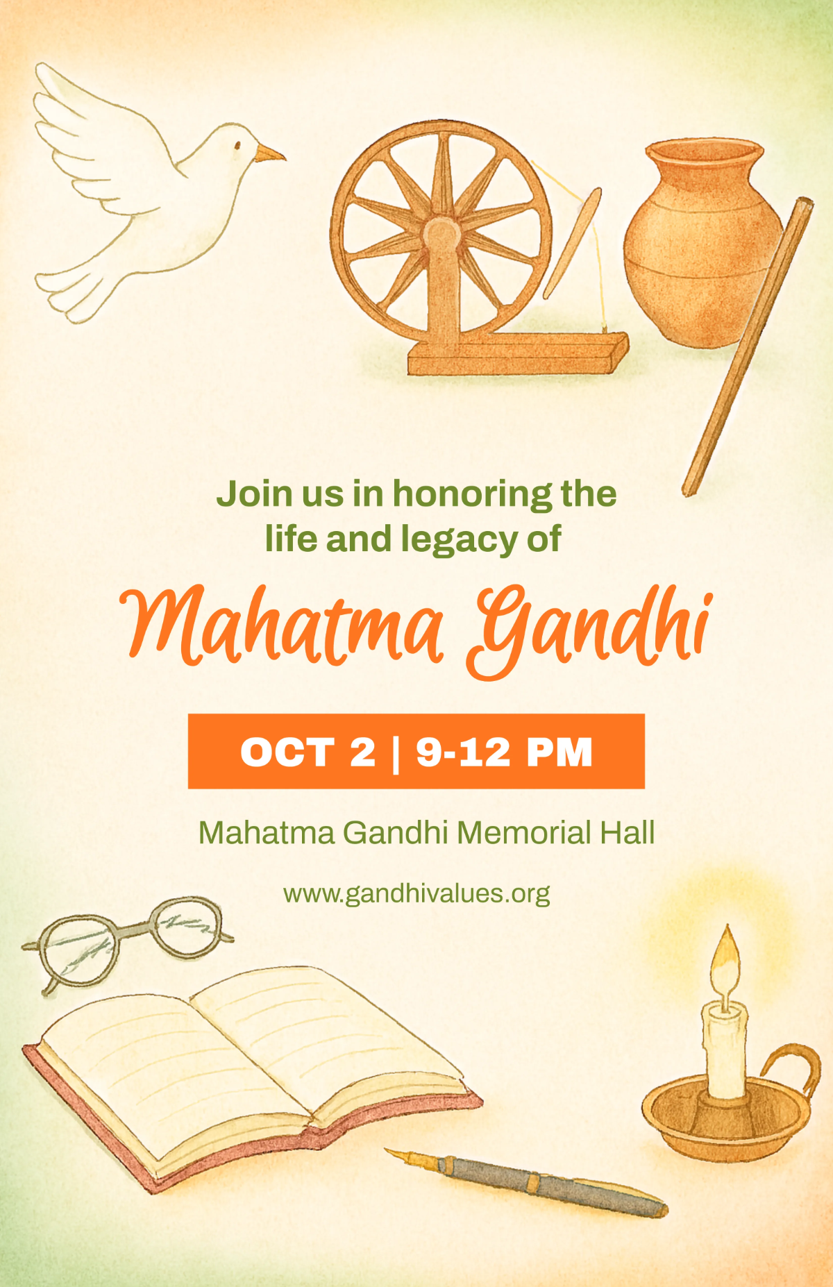 Gandhi Jayanti Educational Values Poster Template to Download