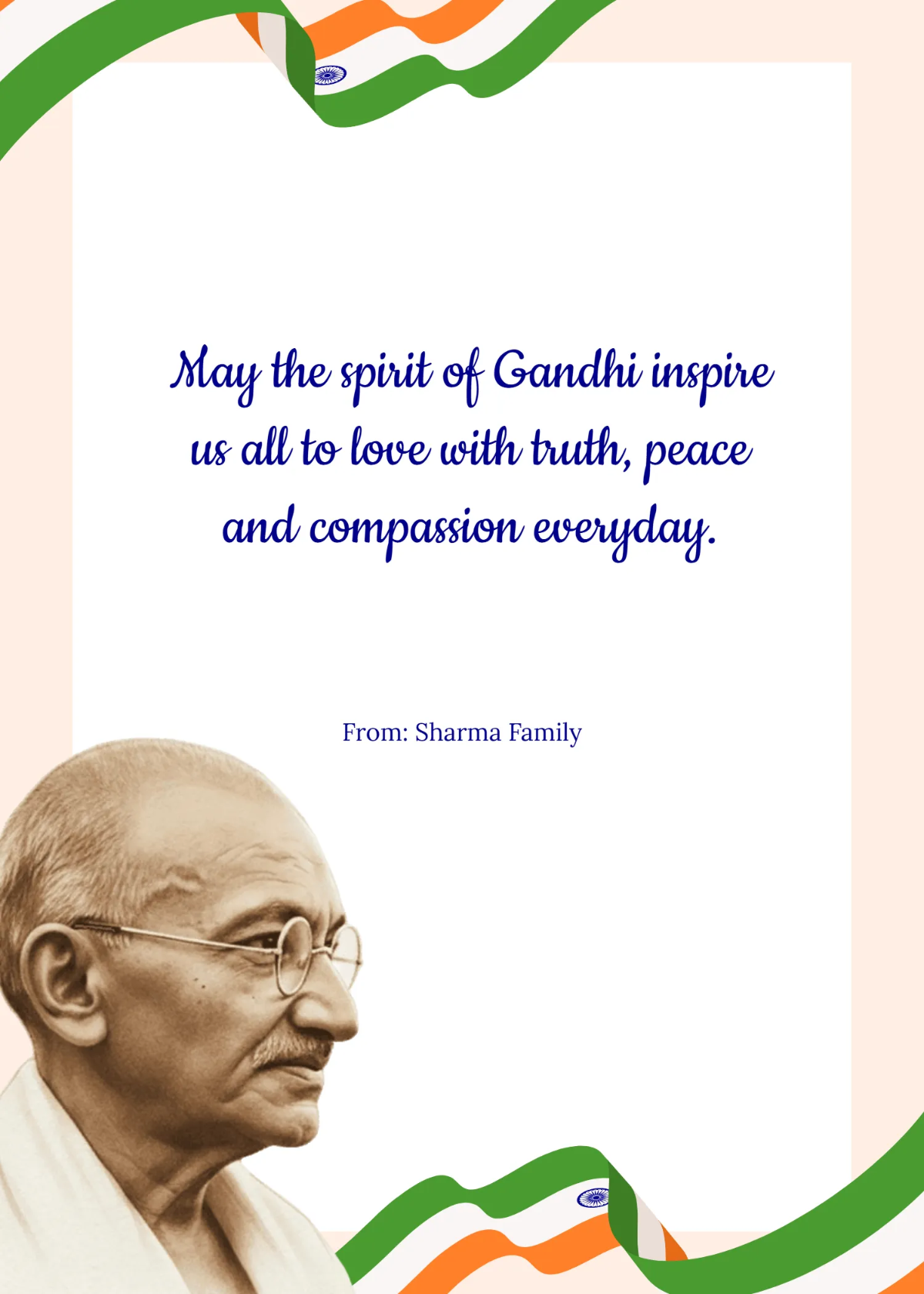 Free Traditional Gandhi Jayanti Greeting Card Template to Edit Online